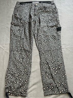 AKOO Cargo Pants 40x33 Men’s Gray Animal‎ Print Cotton Streetwear